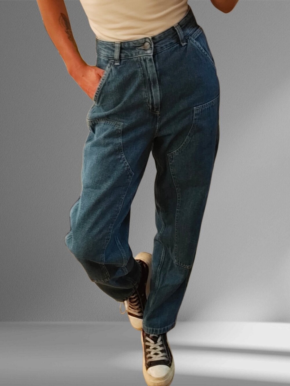 CARHARTT WIP "Curron" Double-Knee Carpenter Jeans – Dark Wash, Size 25